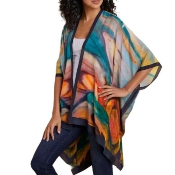Soft Surroundings Other - Soft Surroundings Pisa Watercolor Abstract Silk Kimono